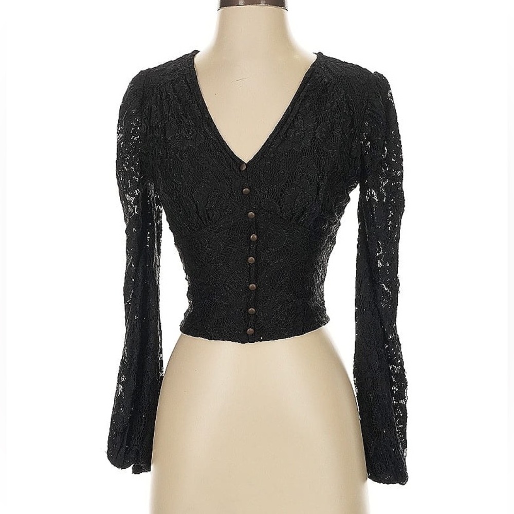Anthropologie Black Lace Corset Top - XXS